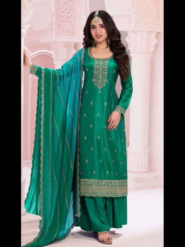 Pine Green Vichitra Palazzo Suit Acz3267